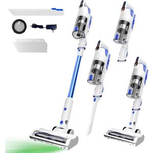 Whall Cordless Vacuum Cleaner, Upgraded Strong Suction Brushless Motor Cordless Stick Vacuum Cleaner,Lightweight Handheld Vacuum for Home Pet Hair Carpet Hard Floor,up to 55mins Runtime,White