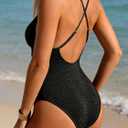 Aidonger One Piece Swimsuit Sexy Deep V Neck Bathing Suit for Women Slimming Low Back Swimwear Tummy Control Swim Suit