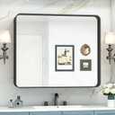 TokeShimi 42x36 Black Bathroom Mirror for Wall Vanity Mirror with Brushed Metal Frame Non-Rusting Aluminum Alloy for Modern Farmhouse Bedroom Living Room Decor (Horizontal/Vertical)