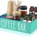 ALELION Turquoise Coffee Station Organizer with Removable Dividers - K Cup Pod Holder Storage Basket for Sugar, Tea - Teal Coffee Bar Kitchen Decor Accessories Organizer for Countertop