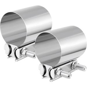 GaRhomxy 3 "Exhaust Clamp 304 Stainless Steel Heavy-Duty Lap Joint Band Clamp, Used for Mufflers, Catalytic Converters, Exhaust Pipes (2 Pack)