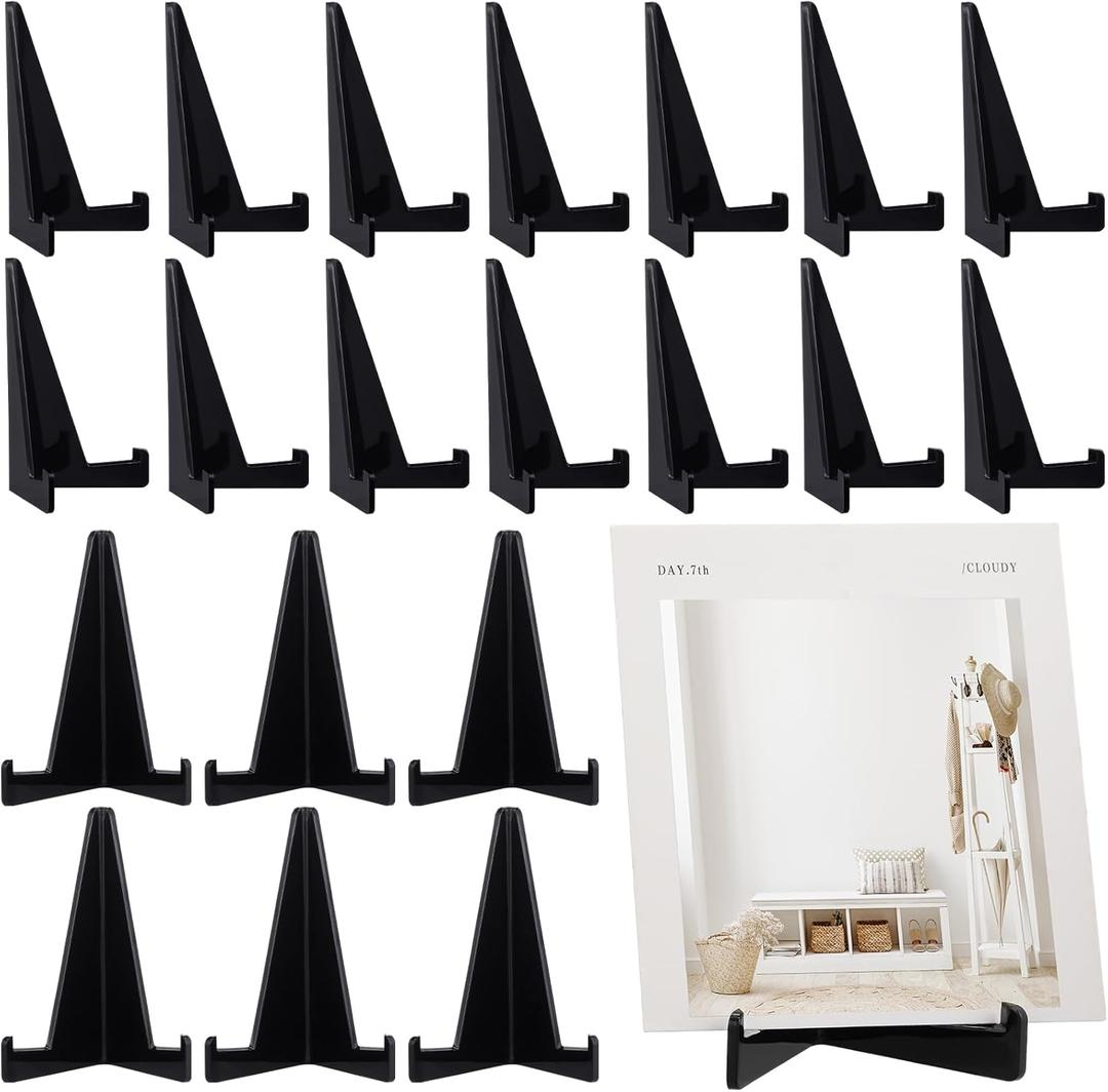 Bucherry 20 Packs Card Display Stand 3.4" Acrylic Easel Stands Mini Picture Coin Display Easel Holder Baseball Sports Card Trading Graded Holder for Challenge Coin Photo Frame Medal Watch (Black)