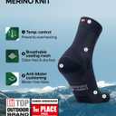 DANISH ENDURANCE Hiking Socks, Lightweight, Merino Wool Socks for Men & Women, Moisture Wicking & Thermal, 3 or 5 Pack (Black)