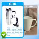 12V Car Heating Cup, Stainless Steel Electric Car Kettle with Cigarette Lighter Plug, Portable Travel Insulated Heated Mug, Vehicle Heated Coffee Cup Mug Warmer, for Hot Water Tea Coffee Making