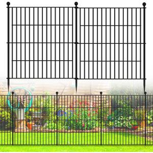 Outdoor Garden Fence,10 Panels 32in(H) x23.6ft(L) No Dig Decorative Fence, Rustproof Animal Barrier Fence,Metal Wire Tall G Arden Fe nce for Dog, Rabbits, and Patio Outdoor Yard