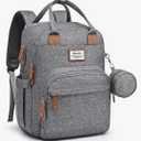 RUVALINO Diaper Bag Backpack-Multifunction Travel Baby Diaper Bag with Changing Pad, Insulated Bottle Holders & Pacifier Case, Large Capacity, Waterproof, Gray