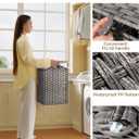 Greenstell Laundry Hamper with Lid, 60L Clothes Hamper with 2 Removable Liner Bags & 2 Mesh Laundry Bags, Handwoven Synthetic Rattan Laundry Basket for Clothes, Toys in Bathroom, Bedroom Grey