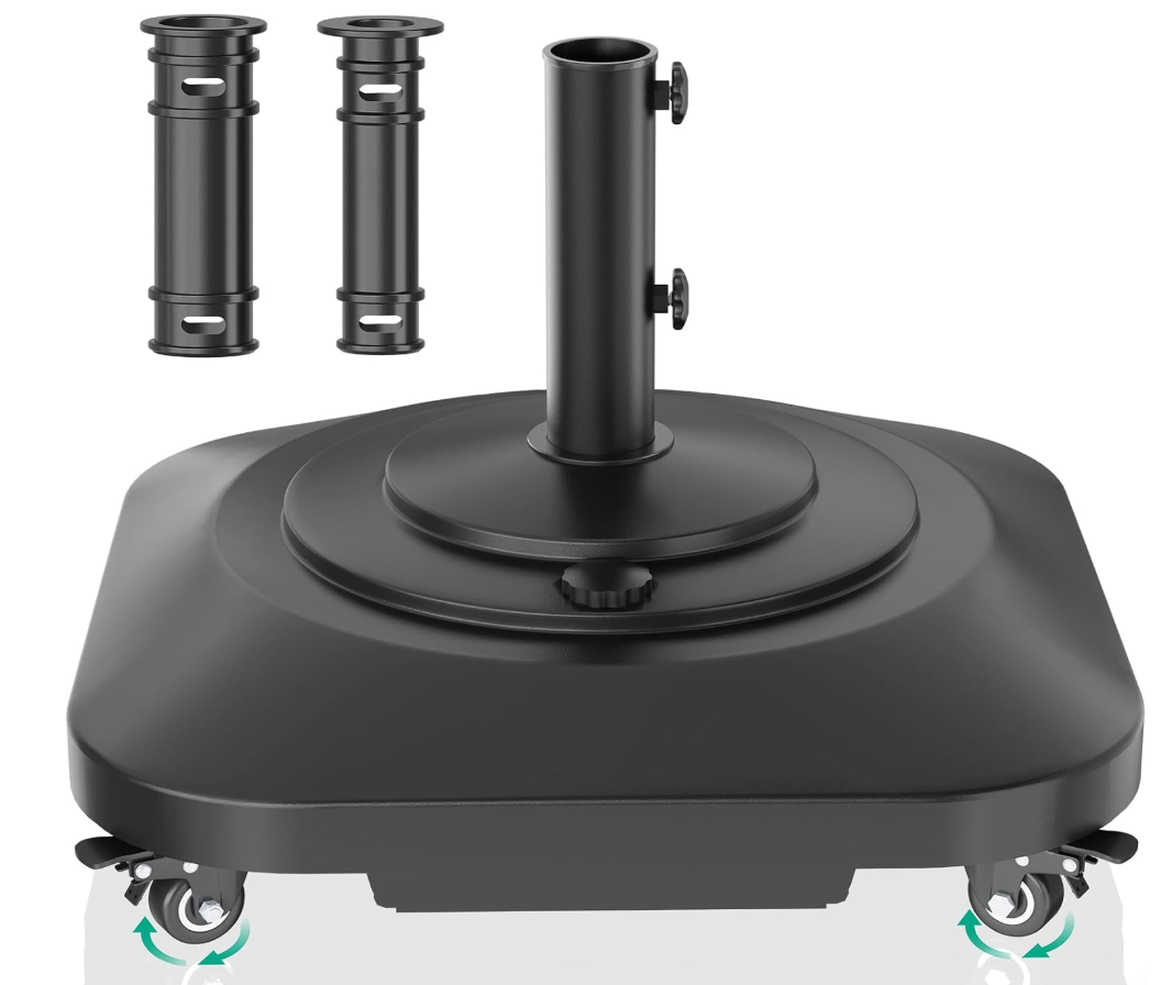 QZER Umbrella Base with Wheels, Umbrella Stand Heavy Duty 100lb Windproof