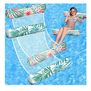 Pool Floats Adult, 2 Pack Inflatable Pool Floats, 4-in-1 Multi-Purpose Rafts Lounger Water Hammock for Swimming Pool, Thick PVC Pool Floaties for Adults Vacation