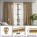 Double Window Curtain Rods, 1Inch Back and Front Rod, 72-144 Adjustable Length, With Same Size Round Finials Dual Curtain Rod, Warm Gold