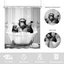 Newsely Funny Monkey Shower Curtain 60Wx72H Inch Chimpanzee in Bathtub Black White Animal Wildlife Boys Men Shower Curtain Bathroom Set Modern Cool Waterproof Bath Decoration Accessories Home Decor