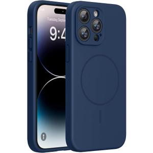 Miracase Magnetic for iPhone 14 Pro Max Case, [Soft Anti-Scratch Microfiber Lining], Compatible with MagSafe, Silicone Shockproof Protection Phone Case for iPhone 14 Pro Max,Dark Blue