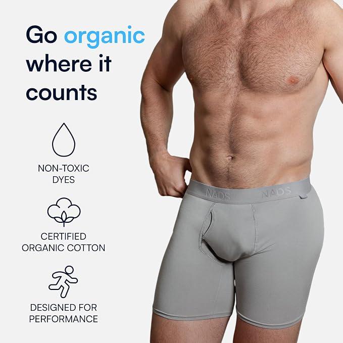 NADS Organic Cotton Boxer Briefs – Hormone-Friendly, Non-Toxic Men’s Underwear for Comfort, Support & Safer Nuts M