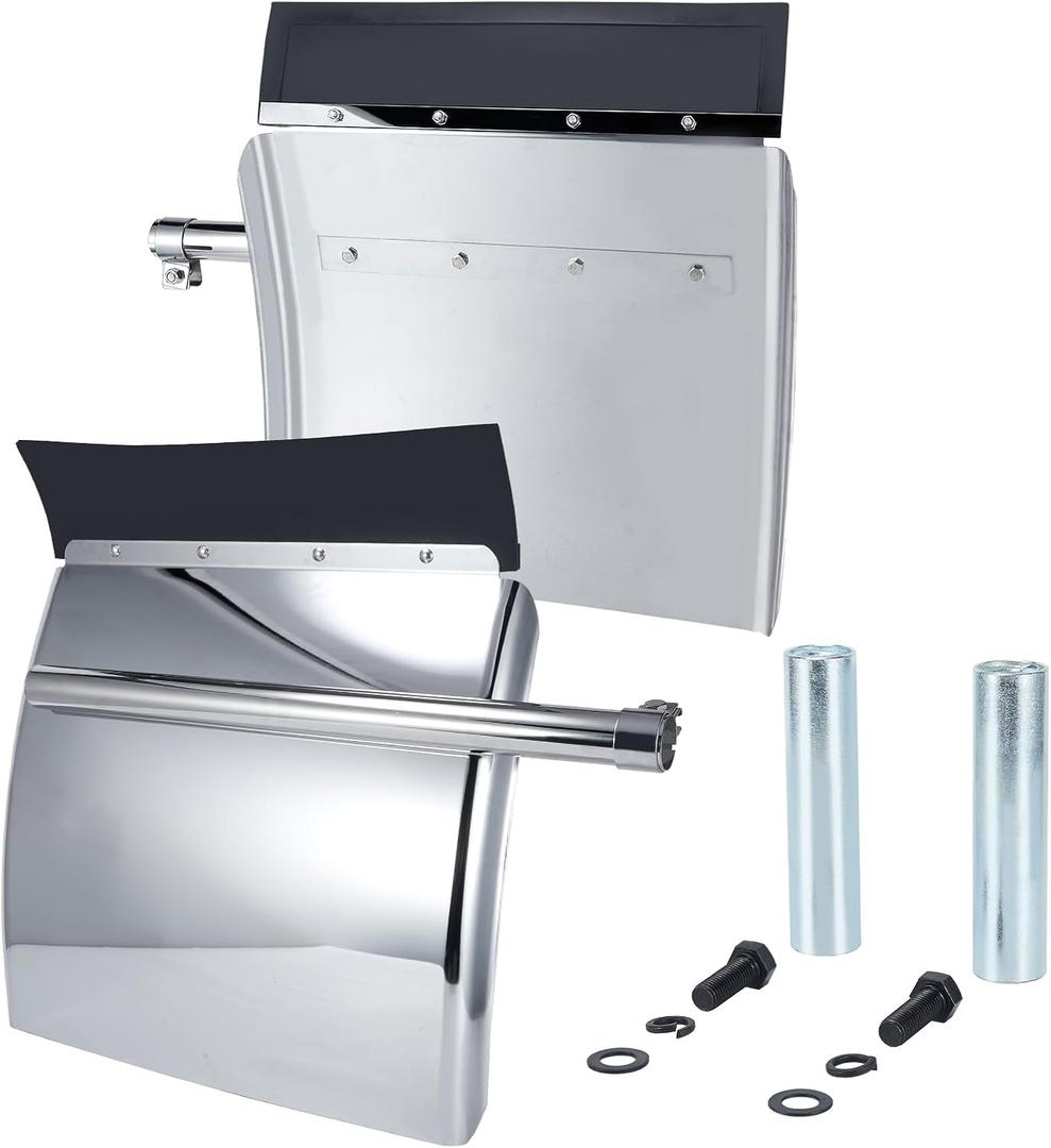 24"x24" Quarter Fenders for Semi Truck, Stainless Steel/Polypropylene, Tube Bracket and Single Bolt Mounting Brackets Hardware Included, Right Left 2 Set in Pair (Stainless Steel - Silver)