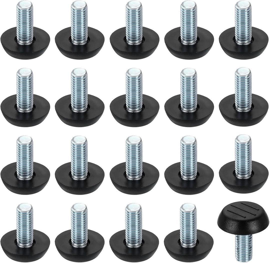 uxcell 20Pcs M8 Thread Furniture Feet Levelers, 23x20mm Adjustable Leveling Table Feet, Screw on Furniture Glide Leveling for Chair Stool Legs, Black