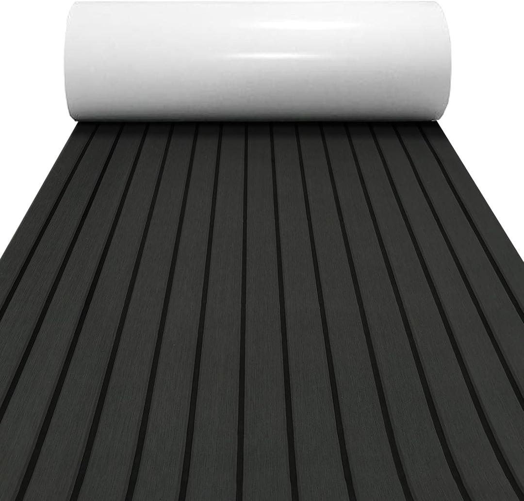 Boat Flooring Mat EVA Foam Boat Decking Marine Carpet Faux Teak Sea Decking Sheet Non-Slip Self-Adhesive Flooring Material for Boats Pontoon Yacht Surfboard Swim Platform RV Floor 94.5''x 23.6