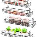 ANZOME Wire Wall Basket, Grid Basket with Hooks, Wall Mounted Organizer for Wall Grid, Kitchen Organizer, Wire Storage Shelf Rack for Home Supplies, Wall Decoration(Four-Pack)