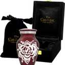 THE CURATOR Red Rose Urn for Ashes - Mini Ash Small Urn with Free Premium Velvet Box & Bag - Keepsake Urn Perfect for Adults & Infants - Cremation Urns for Ashes