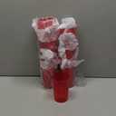 Ciaell 12 Pack Romantic Plastic Water Glasses - 14 Oz Red Vintage Drinking Glasses, Embossed Ribbed Plastic Cups, Textured Striped Set for Juice, Beverages, Beer, Cocktail