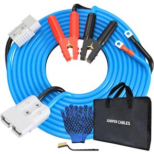 0 Gauge 25 Feet Quick Connect Jumper Cables for Car, Automotive Booster Jumper Cables Heavy Duty Quick Connect Plug for SUV and Trucks with Carry Bag, Gloves, Brushes