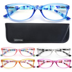 HEEYYOK 2.5 Reading Glasses Women For Small Face Readers for womens Colorful Ladies Cheaters Glasses Lightweight Comfortable Frame spring hinge 5 Pack