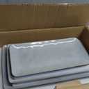 Famiware Serving Platter, Rectangular 15.67/14.1/12.6inch Serving Dishes for Entertaining, Reactive Glaze, Stoneware Serving Trays for Party, Food, Turkey, Snack, Cheese, Ocean Series, Grey