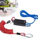 Trailer Breakaway Switch, with 4 FT Coiled Trailer Brake Away Cable, Trailers Breakaway Kit with Pull Pin Steel Spring Towing Wire, Trailers Emergency Brake Cable for RV Travel Trailers Towing