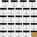 HOIGON 24 Pack 5 Oz Plastic Jars with Lids, 150ml Clear Plastic Storage Jars Containers, Empty Round Jars Wide Mouth Plastic Containers for Crafts, Nuts, Beads, Spices, Beauty Products