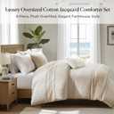 Harbor House King Comforter Set, Stripes Clipped Jacquard, Soft Cotton Oversized Comforter for a King-Size Bed, Farmhouse Bedding, 2 Shams, Bedskirt, 2 Décor Pillows, Morgan, King Ivory/Taupe
