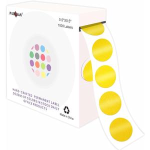 PARLAIM 1000PCS 1/2 Inch Round Color-Code Dot Stickers,Circle Colorful Coding Label Sticker for Home Office Classroom (Gold)