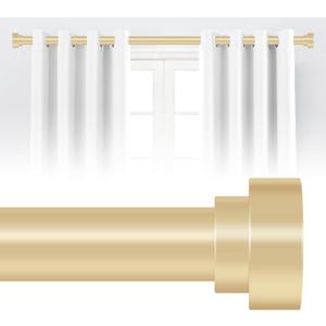 HEI! DEAR Gold Curtain Rods for Windows 18 to 60 Inch(1.5-5ft),1 Inch Heavy Duty Curtain Rods,Adjustable Curtain Rod,Modern Decorative Drapery Rods,Telescoping Window Curtains Rod 18-60",Brass Gold (18-60"&1 pack)