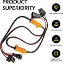 2 PCS 9005/9006 LED Load Resistor Kit, 50W Headlight Bulb Decoder, Anti Flicker Harness Resistor Kit, Pure Copper Wire Plug and Play Warning Canceller, Universal for Most Cars (Black)