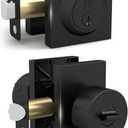 Mega Handles Laura Entry Door Knobs & Deadbolt Lock - 1 Pack Reversible Matte Black Door Knob & Deadbolt Combo for Interior/Exterior Doors, Fits All Standard Door Sizes - Matte Black