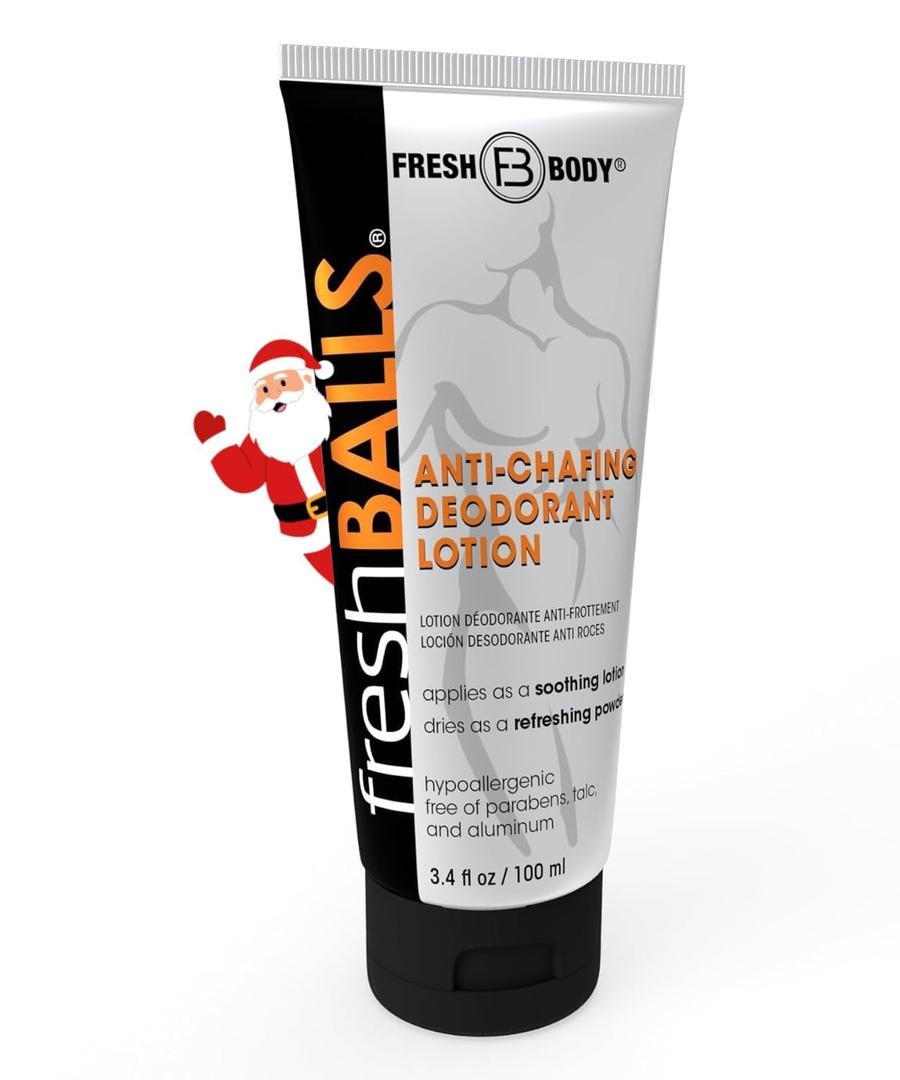 FRESH BALLS Lotion | Anti-Chafing Comfort Men's Soothing Cream to Powder Ball Deodorant and Hygiene for Groin Area, 3.4 fl oz (Pack of 1)