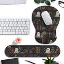 Ghost Book Mousepad with Wrist Rest Halloween Computer Keyboard Mouse Pad Black Cute, Mouse Pad with Wrist Rest for Computer Keyboard, 2 In1 Mousepad with Wrist Support Easy Typing&Relieve Wrist Pai (Dark Color)