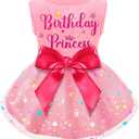 Dog Birthday Dress Dog Dress with Bowknot Tulle Birthday Princess Pet Clothes for Dogs Girls Boys Cats Outfit Apparel L 