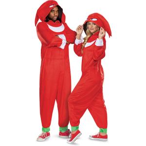 Disguise Sonic Knuckles Adult Costume, Official Sonic Movie 3 Hooded Jumpsuit for Men and Women, Adults Size S/M