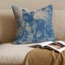 Blue Chinoiserie French Bulldog Pillow Covers 18x18, Frenchie Gifts for Women, French Country Toile de Jouy Frenchie Dog Decorative Throw Pillow Covers for Home Living Room Bedroom (Color-13)