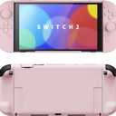 PlayVital Hard Case for Nintendo Switch 2 with Extra Stand & Thumb Grip Caps | Split Design, Dockable Protective Full-Body Shell Cover for Nintendo Switch 2 | Solid Color Series, Cherry Blossoms Pink