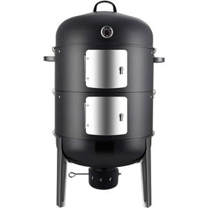 Realcook Charcoal BBQ Smoker Grill - 20 Inch Vertical Smoker for Outdoor Cooking Grilling