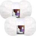 2 Pieces Soft Fur Yarn - Fuzzy, Fluffy Faux Fur Eyelash Yarn, Cream for Crochet, Knitting Projects - 30m/50g Each(White)