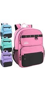 Summit Ridge Travel Backpack for Men and Women, Spacious Work Daypack with Water Bottle Pockets (Pink)