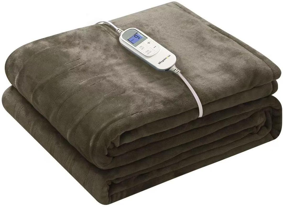 Wapaneus Heated Blanket Electric Full Size 72"x84" with 10 Heating Levels 12 Timer Settings and 8 Hours Auto-Shut Off, Flannel Fast-Heating Electric Blanket,ETL Listed Machine Washable, Dark Brown