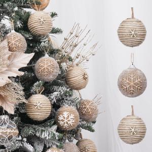 XmasExp Farmhouse Christmas Ball Ornaments Set-Rustic Shatterproof Christmas Tree Decorations 12Counts, 70mm/ 2.76", Farmhouse
