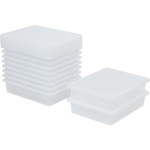 ECR4Kids Letter Size Tray with Lid, Storage Bin, Clear, 10-Piece