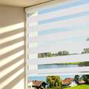 Changshade Cordless Zebra Blinds for Windows, Light Filtering Dual Layer Zebra Shades, Free-Stop Roller Blinds, Privacy Day Night Light Control for Bedroom Living Room Office, White, 37" W x 48" H