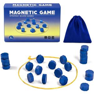 Magnet Game with String, Magnetic Chess Game with Stones, Family Games for Kids and Adults,Kids Board Games for Party & Travel & Camping,Puzzle Strategy Games, 2 Player Games(20PC Stones)