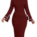 Church Dress for Women Flared Sleeve Midi Pencil Dress Elegant Teacher Office Business Wear to Work Dresses. Size Large