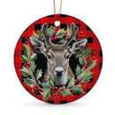 Reindeer Ornaments for Christmas Tree, 1Pcs Ceramic Christmas Ornaments Red, Christmas Tree Hanging Decor