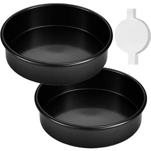 RFAQK 10-Inch Round Cakes Pan Set of 2 with 100 Pieces Parchment Paper Rounds, Nonstick Baking Cake Pans Sets for Baking - Dishwasher Safe